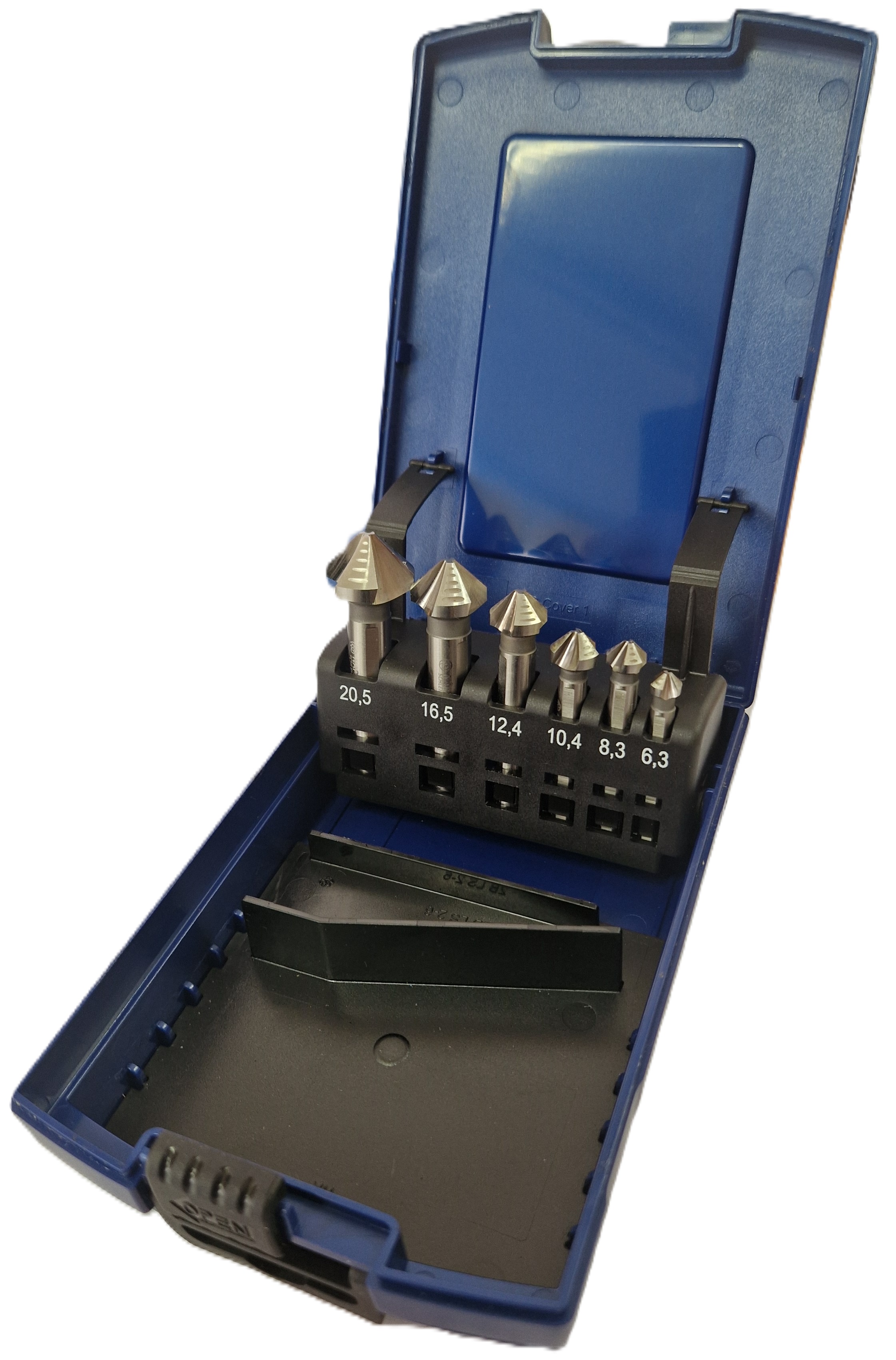 HSS-XE 3 Schneiden Kegelsenker-Set 90° D6.3-D20.5 6Tlg.